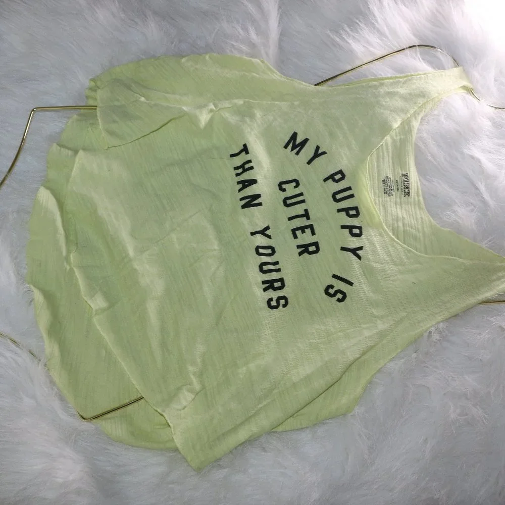PINK by Victoria's Secret Sleepwear Tank Top - "My Puppy is Cuter Than Yours" - Picture 2 of 7